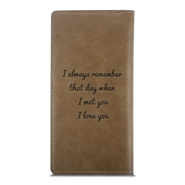 Women's Custom Engraved Photo Wallet Brown Leather