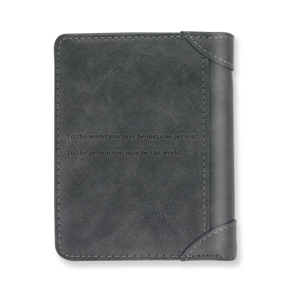 Men's Custom Photo Engraved Wallet Grey Leather First Father's Day Ideas For Husband - firstfathersdaygifts