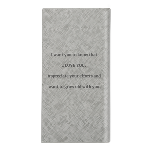 Women's Custom Engraved Photo Wallet Grey Leather