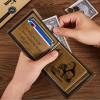 Men's Custom Photo Engraved Wallet RFID Blocking Wallet Brown Best Gifts For New Dads For Him - firstfathersdaygifts