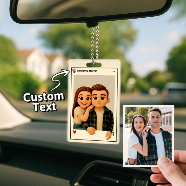 Personalized Cartoon Figure Car Hanger Custom Wedding Anniversary Birthday Festival Gift