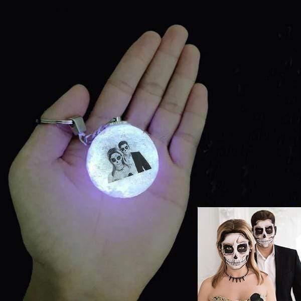 Custom Halloween Photo Keychain 3D Printed Moon Lamp Keychain - photowatch