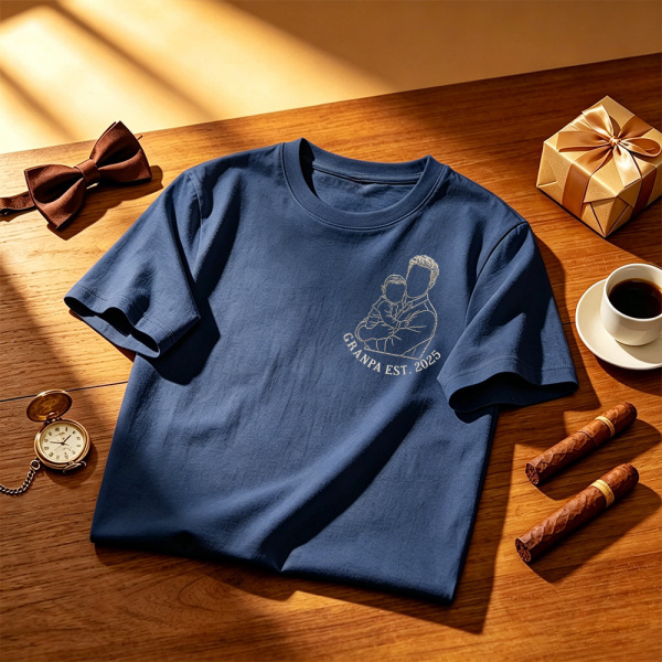 Custom Dad Photo Shirt - Embroidered Dad & Kids Portrait - Personalized Father's Day Keepsake Gift - Photowatch