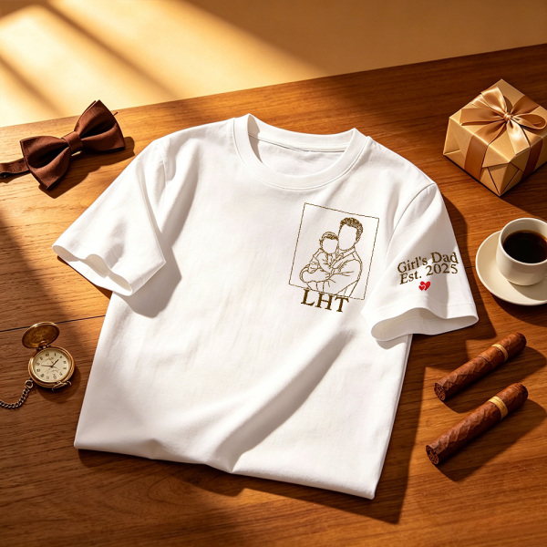 Custom Dad Photo Shirt - Embroidered Dad & Kids Portrait - Personalized Father's Day Keepsake Gift - Photowatch