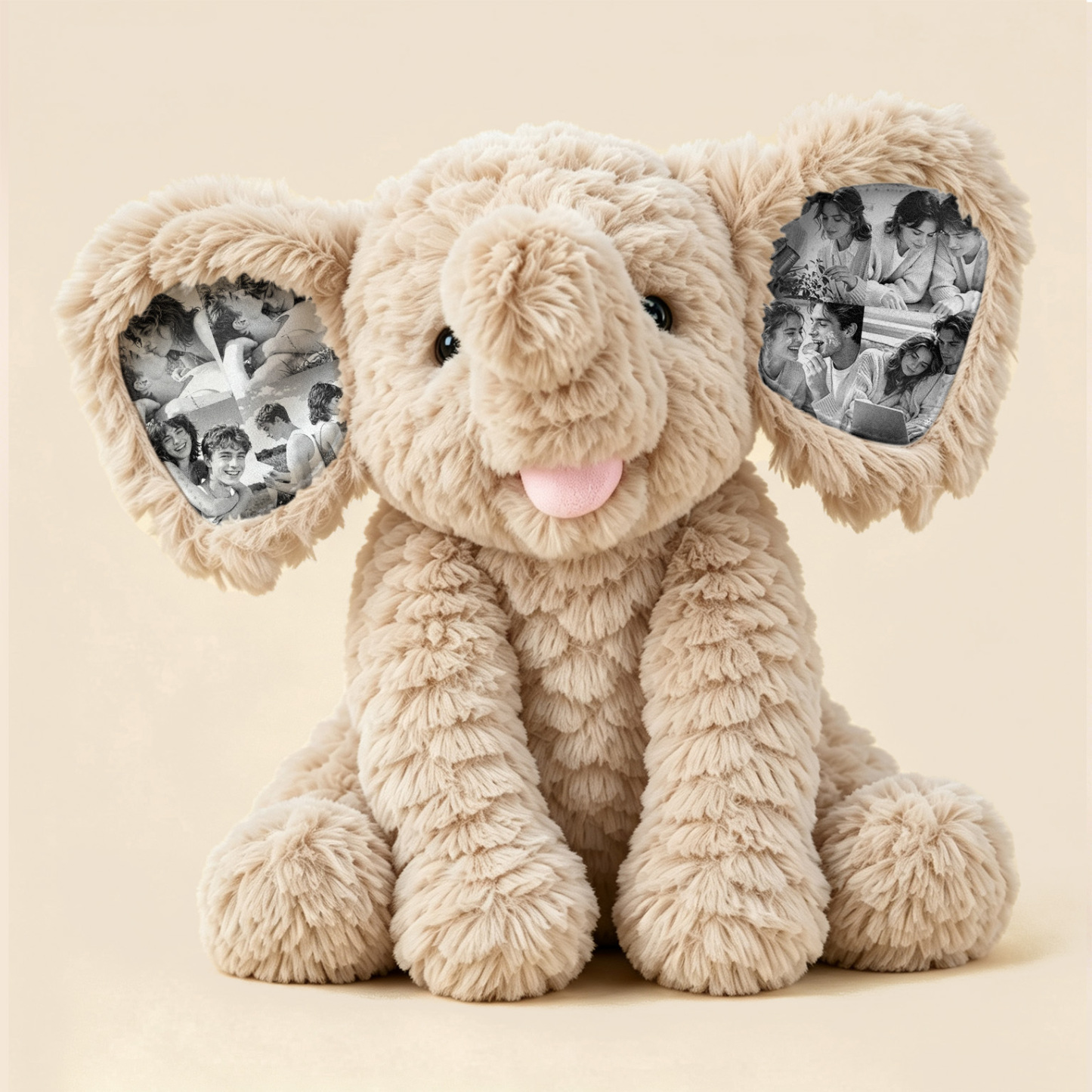 Custom Photo Elephant Plush – Personalized Ear Picture Elephant Gift for Couples Anniversary Gifts