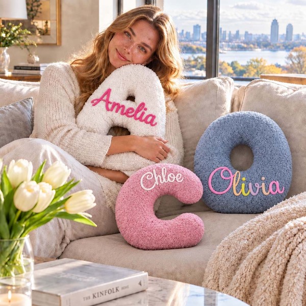 Personalized Letter Pillow Custom Name Initial Alphabet Throw Pillow Birthday Gift for Kids Home Decor Gift Housewarming Gift - Photowatch