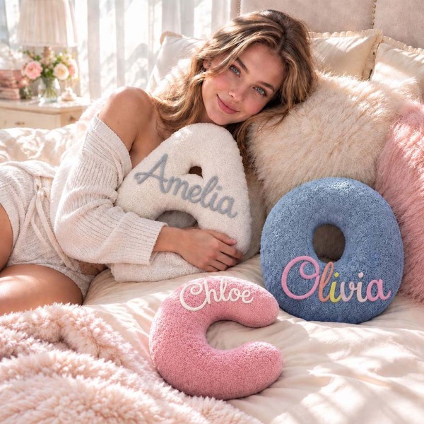 Personalized Letter Pillow Custom Name Initial Alphabet Throw Pillow Birthday Gift for Kids Home Decor Gift Housewarming Gift - Photowatch