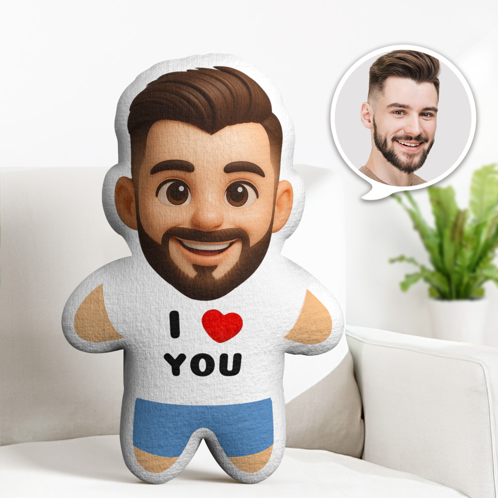 Custom Q Version Minime Throw Pillow I LOVE YOU Custom Face Gifts Personalized Photo Minime Pillow - MyPhotoBoxerUk