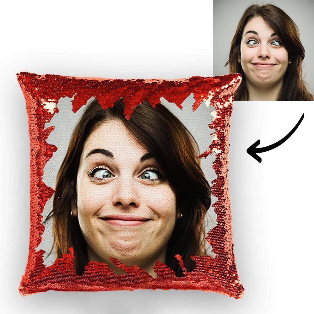 Custom Funny Woman Photo Reversible Magic Sequin Cushion Pillow 15.75inch*15.75inch - photowatch