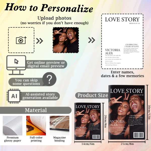 Personalized LOVE STORY Magazine for Couples on Valentine's Day - Photowatch