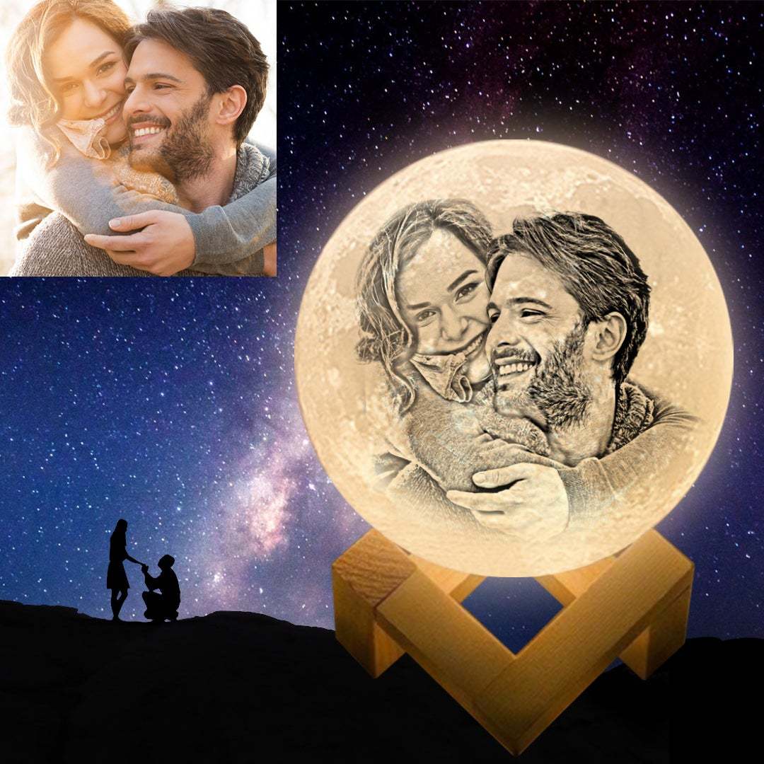 Anniversary Gifts Custom 3D Printing Photo Moon Lamp & Engraving Custom 3D Print Luna Light Painting Light