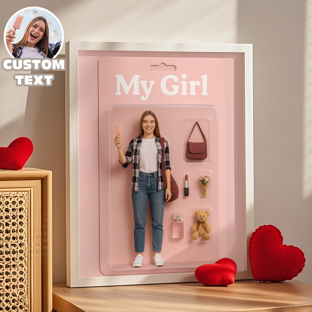 Custom Toy Figure Wooden Frame, Flat Printed Frame
