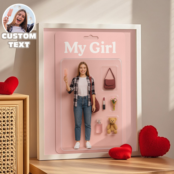 Gifts for Girlfriend Custom Toy Box Art Frame Personazlied Cartoon Frame Custom Action Figure Frame for Her