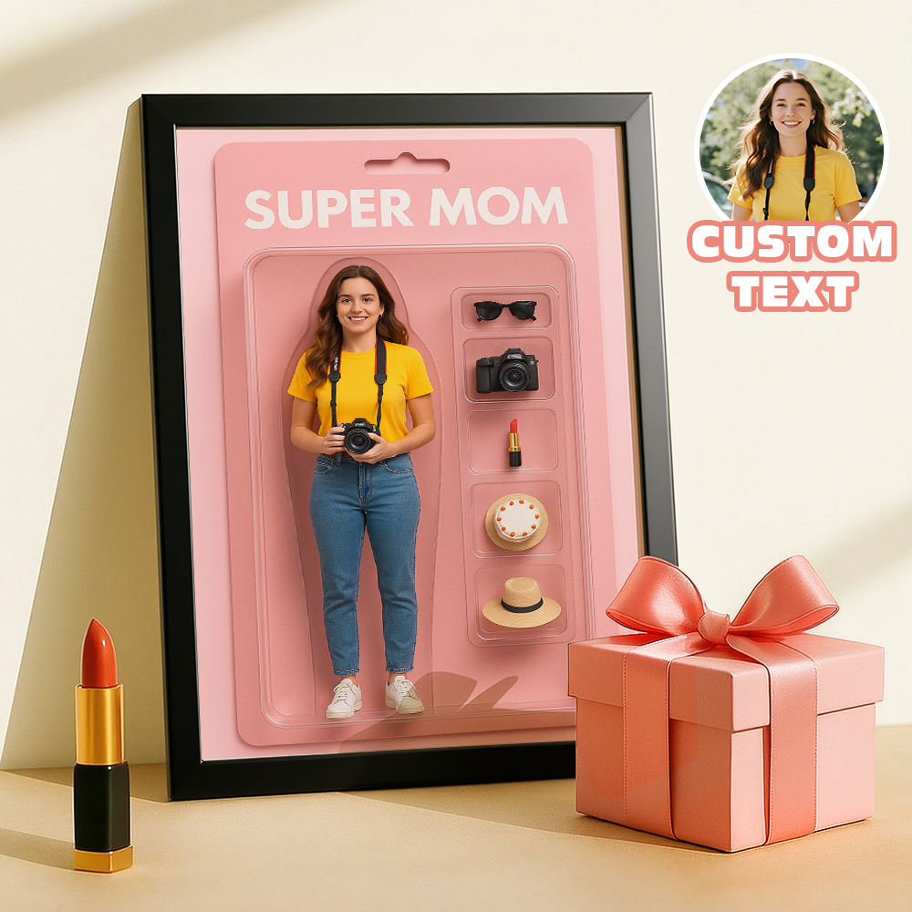 Custom Action Figure Portraits Flat Frame | Personalized Toy Box Art |