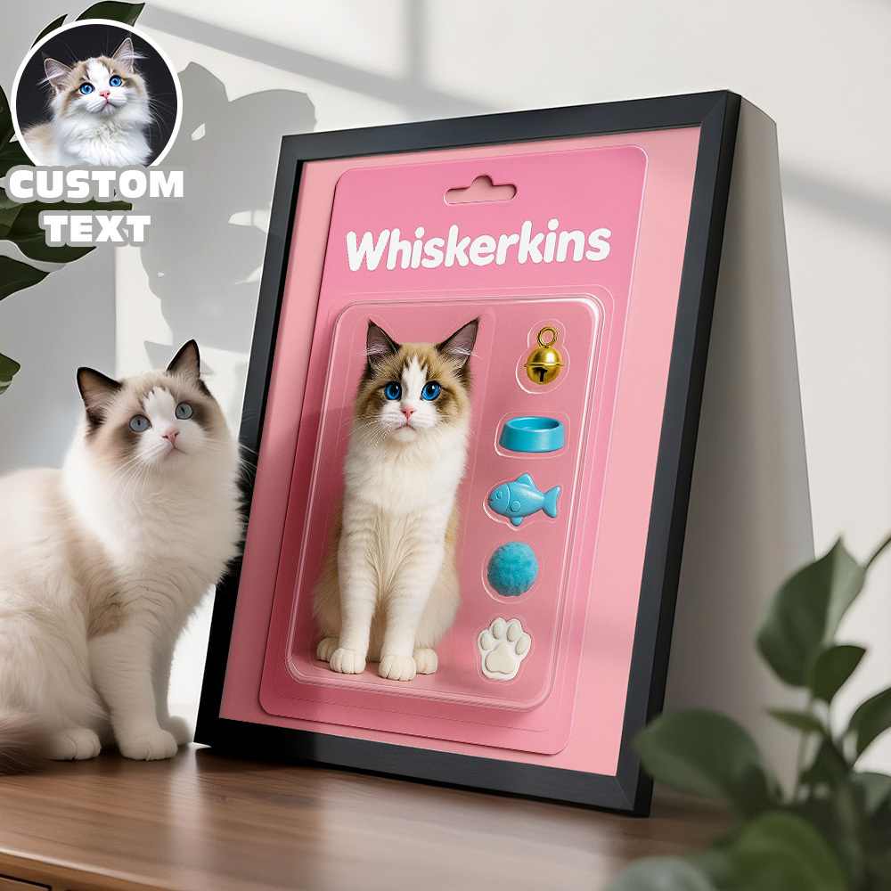 Custom Toy Box Art Frame for Pet Lover Custom Cartoon Style Pet Frame Turn Your Photo into Toy Frame