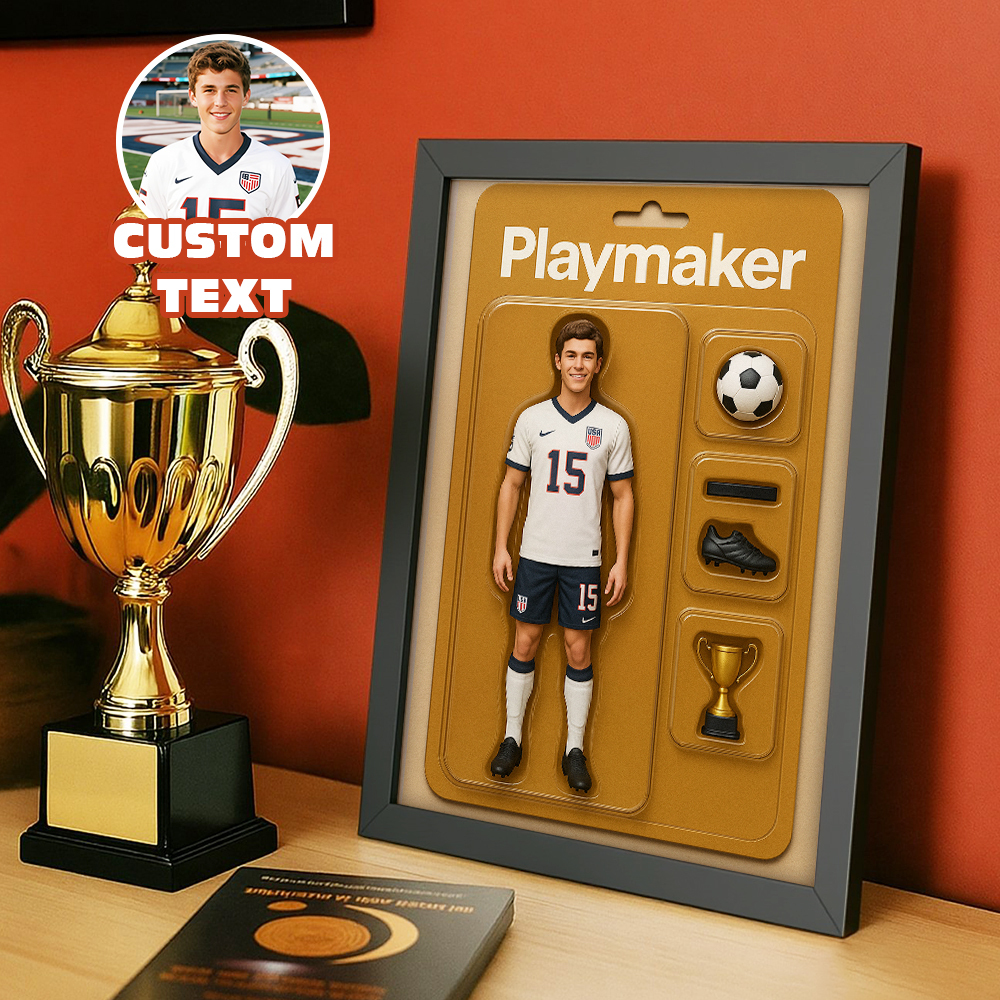 Personalized Action Figure Custom Toy Box Art Frame Personalized Photo Frame for Football Lover