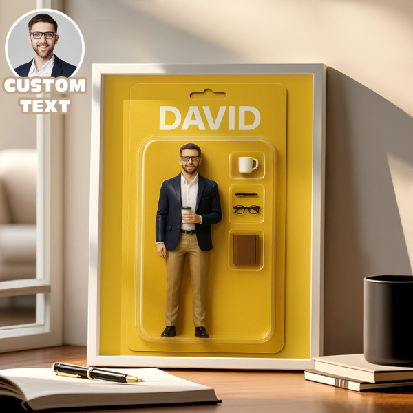 Custom Toy Box Art Frame for Business Man Personazlied Cartoon Frame Custom Action Figure Frame