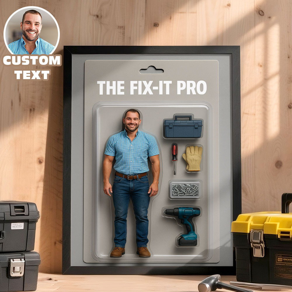Custom Toy Figure Wooden Frame, Flat Printed Frame
