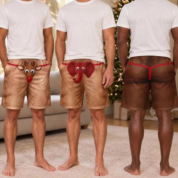 Funny Elephant Thongs Reindeer Briefs For Husband Boyfriend - Personalized Casual Shorts