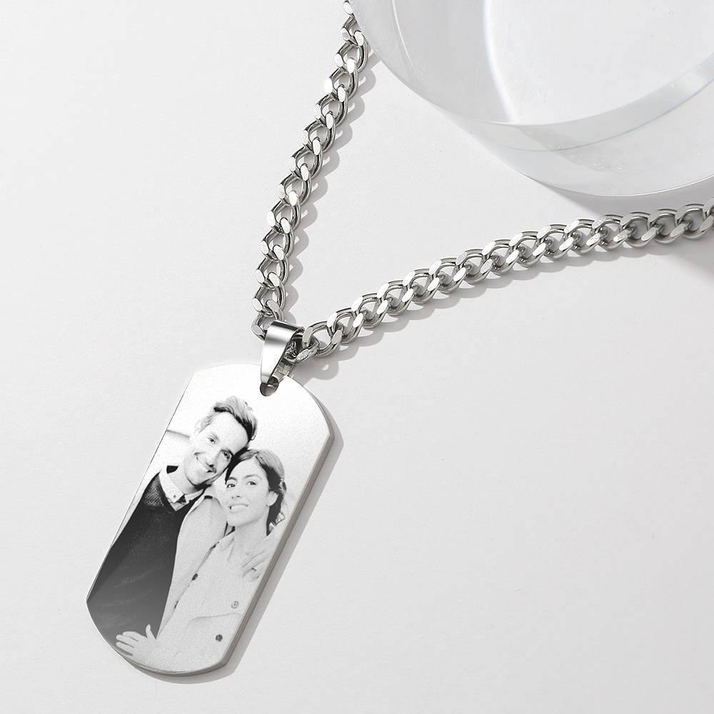 Father's Day Gifts Mens Necklace, Engraved Necklace, Personalized Photo Necklace - photowatch