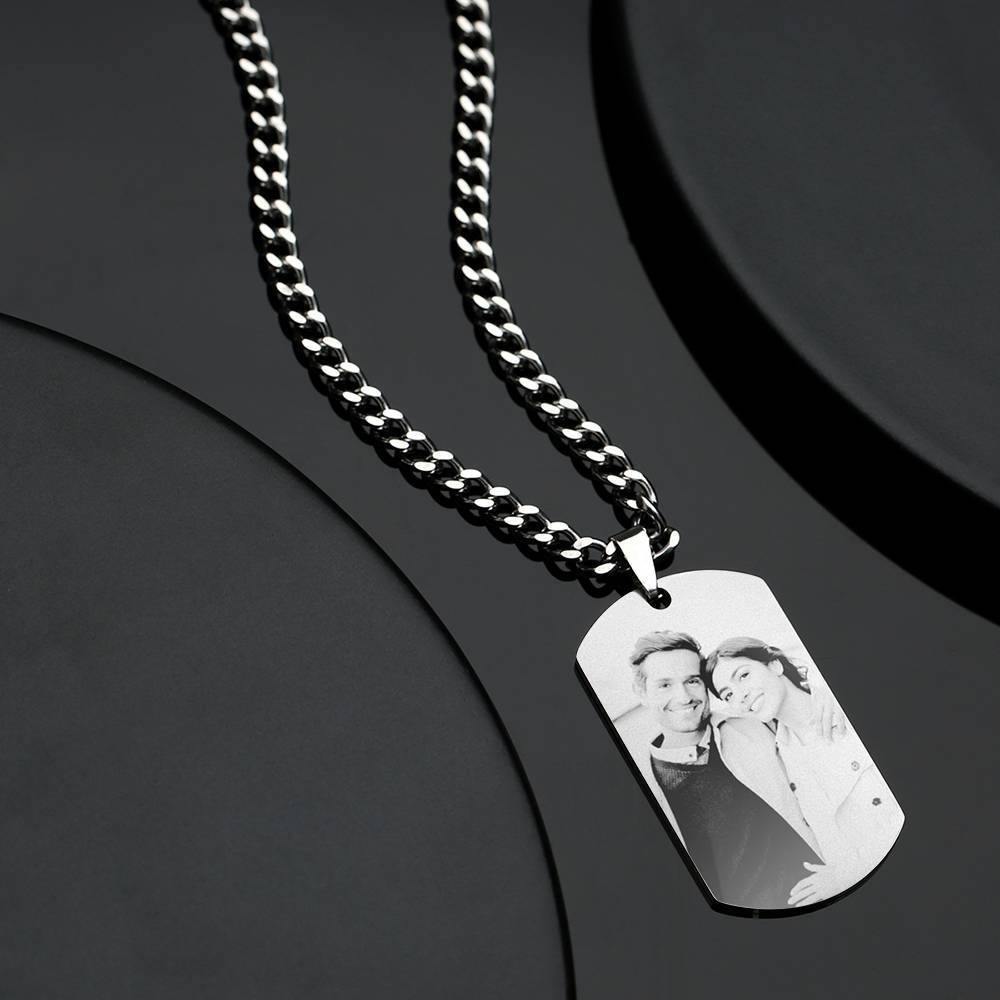 Father's Day Gifts Mens Necklace, Engraved Necklace, Personalized Photo Necklace - photowatch