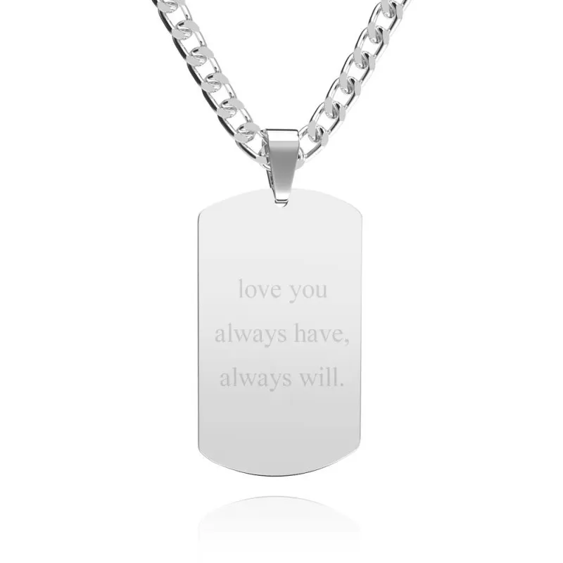 Father's Day Gifts Men's Photo Tag Necklace With Engraving Stainless Steel - photowatch