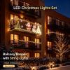 LED Christmas Balcony Lights with Festive Holiday Banner, Waterproof Outdoor String Light Set