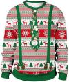 Funny Christmas Sweatshirt Fake Cleavage Print Novelty Holiday Pullover Funny Xmas Party Outfit