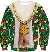 Funny Christmas Sweatshirt Fake Cleavage Print Novelty Holiday Pullover Funny Xmas Party Outfit