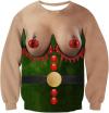 Funny Christmas Sweatshirt Fake Cleavage Print Novelty Holiday Pullover Funny Xmas Party Outfit