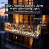 LED Christmas Balcony Lights with Festive Holiday Banner, Waterproof Outdoor String Light Set