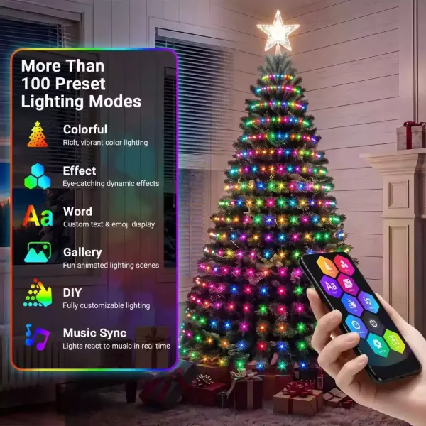 DIY Animated LED Curtain Lights with Custom Patterns for Christmas Tree and Window Decor