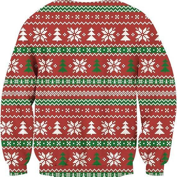 Funny Christmas Sweatshirt Fake Cleavage Print Novelty Holiday Pullover Funny Xmas Party Outfit