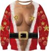 Funny Christmas Sweatshirt Fake Cleavage Print Novelty Holiday Pullover Funny Xmas Party Outfit
