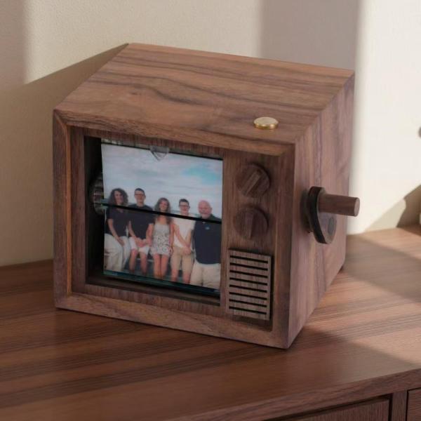 Custom Photo Flipbook Frame Animation Machine Mechanical Hand-cranked Flipbook Box with Light Black Walnut Christmas Gifts - Photowatch