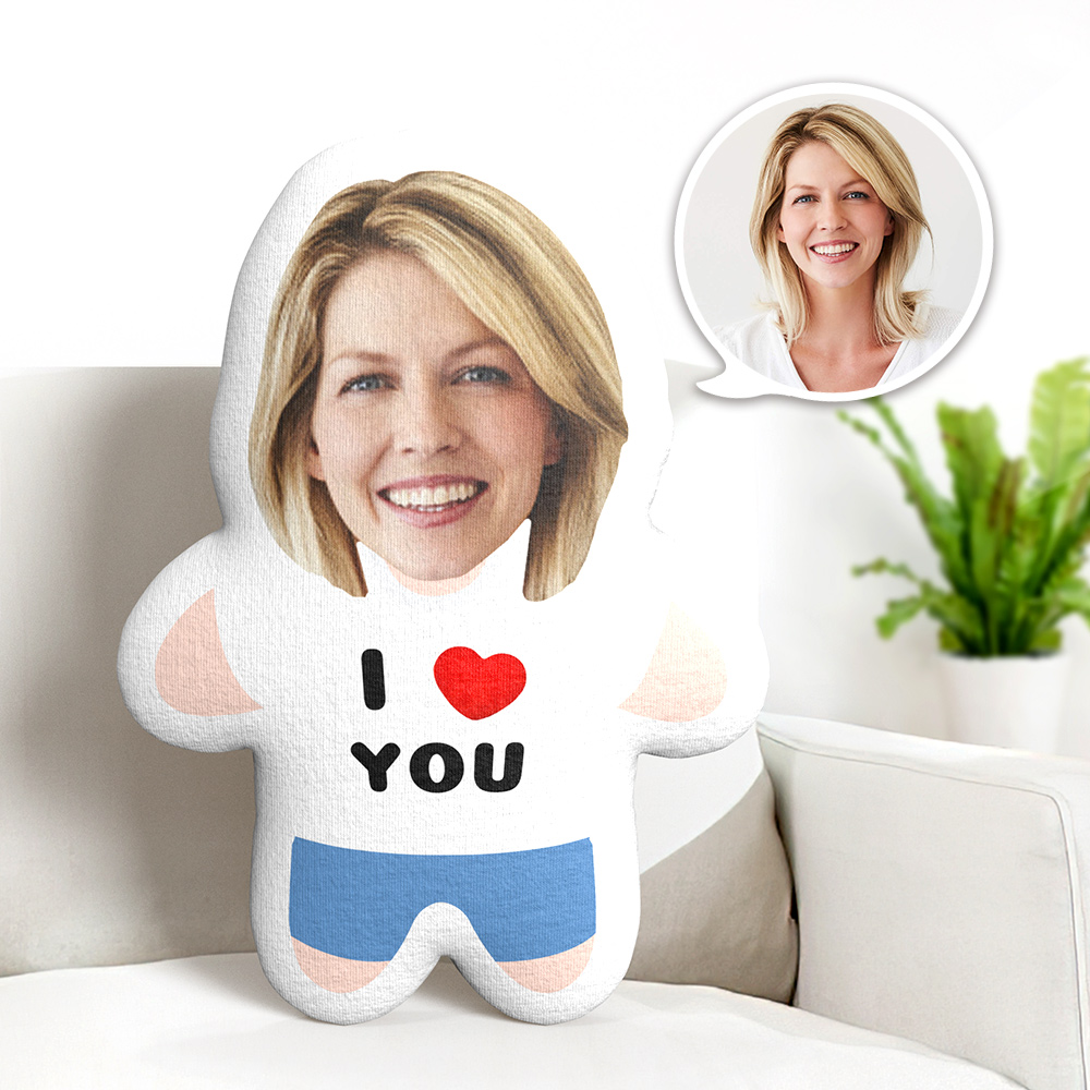 Personalized Minime Pillow "I Love You", Personalized Face Gift, Custom Photo Minime Pillow, Best Gift for Mum
