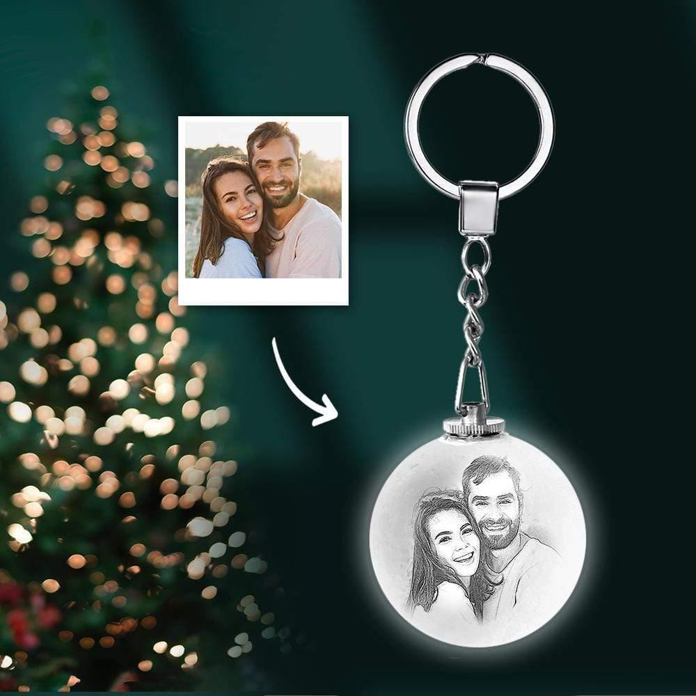 Custom Halloween Photo Keychain 3D Printed Moon Lamp Keychain - photowatch