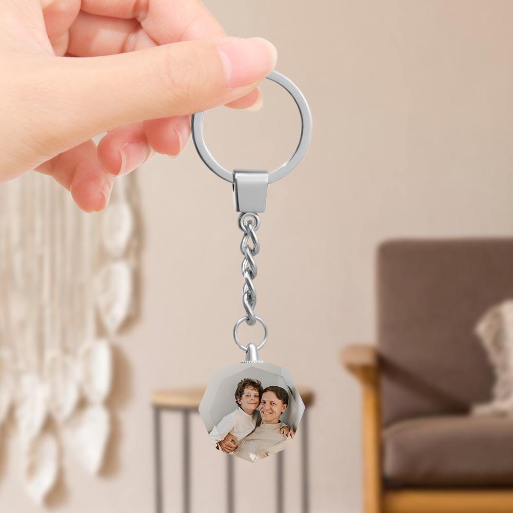 Custom Photo Keychain Crystal Keychain Father's Gifts Octagon - photowatch