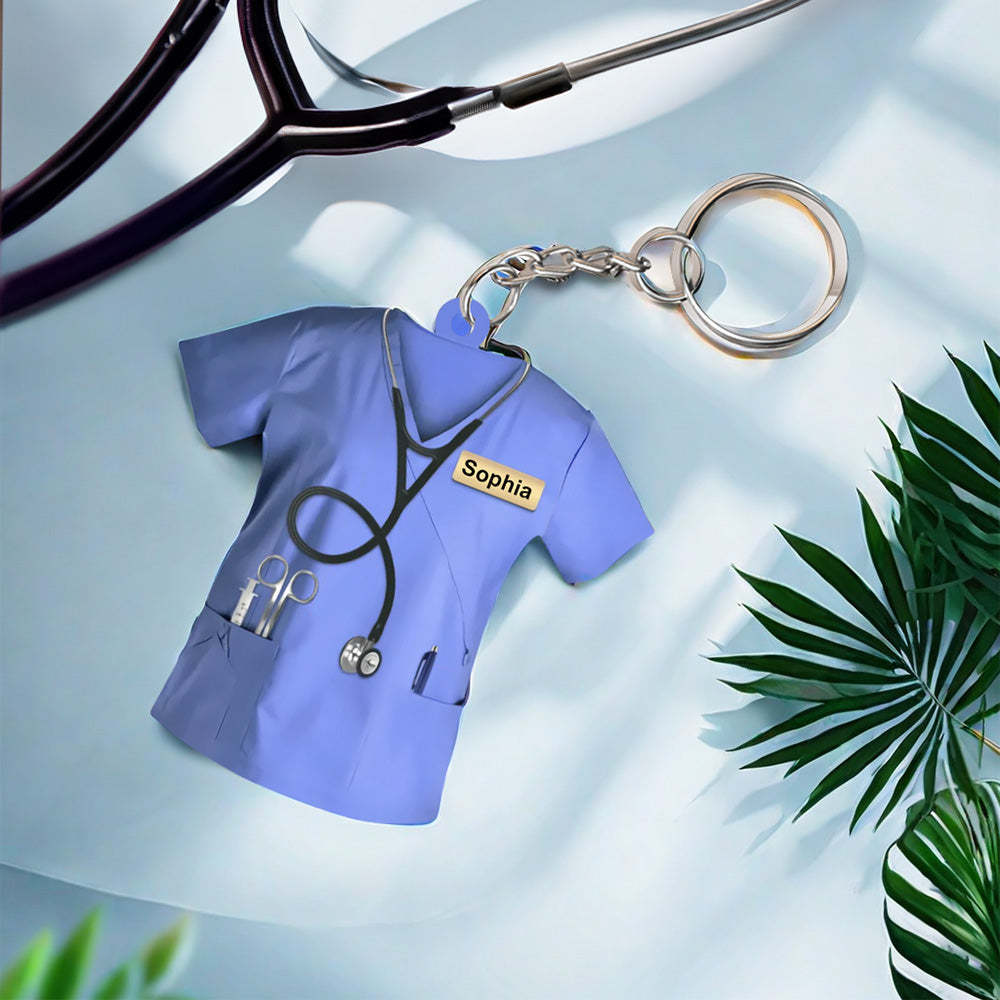 Custom Nurse Uniform Keychain Acrylic Keychain With Text Unique Gift For Nurse - photowatch