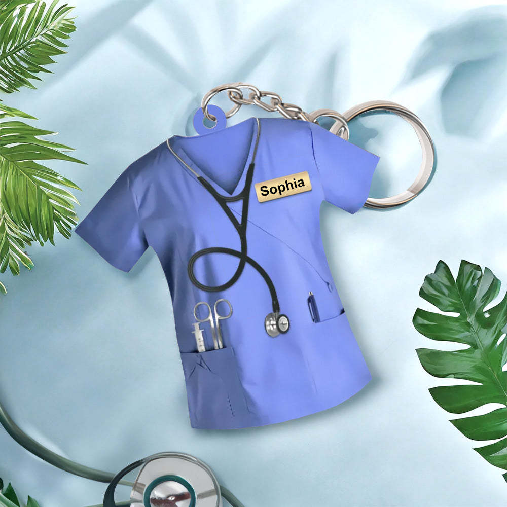Custom Nurse Uniform Keychain Acrylic Keychain With Text Unique Gift For Nurse - photowatch