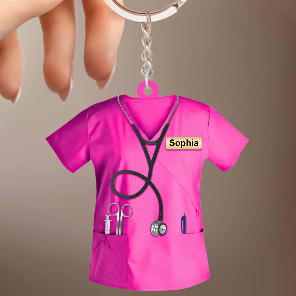 Custom Nurse Uniform Keychain Acrylic Keychain With Text Unique Gift For Nurse - photowatch
