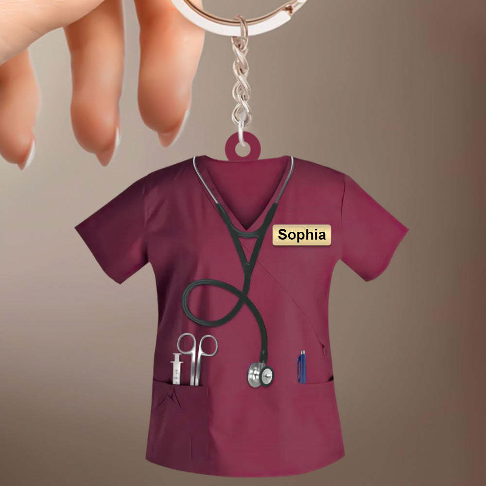 Custom Nurse Uniform Keychain Acrylic Keychain With Text Unique Gift For Nurse - photowatch