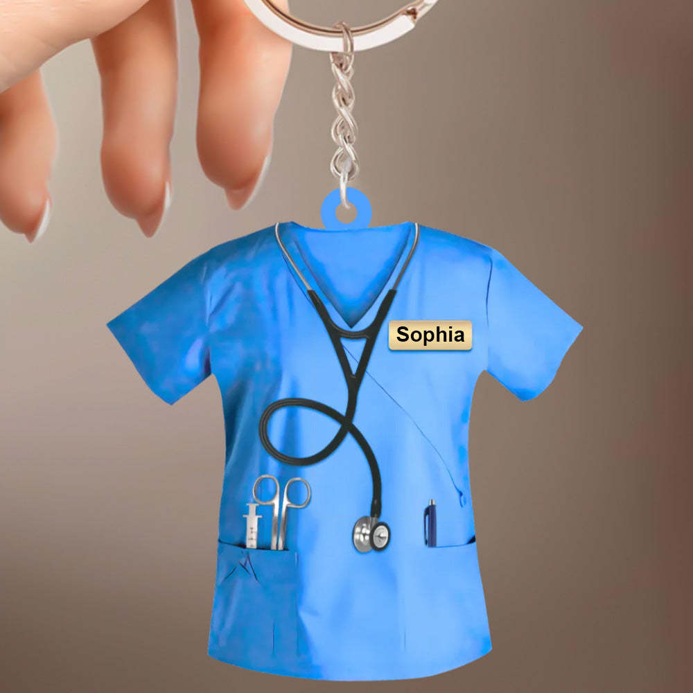 Custom Nurse Uniform Keychain Acrylic Keychain With Text Unique Gift For Nurse - photowatch
