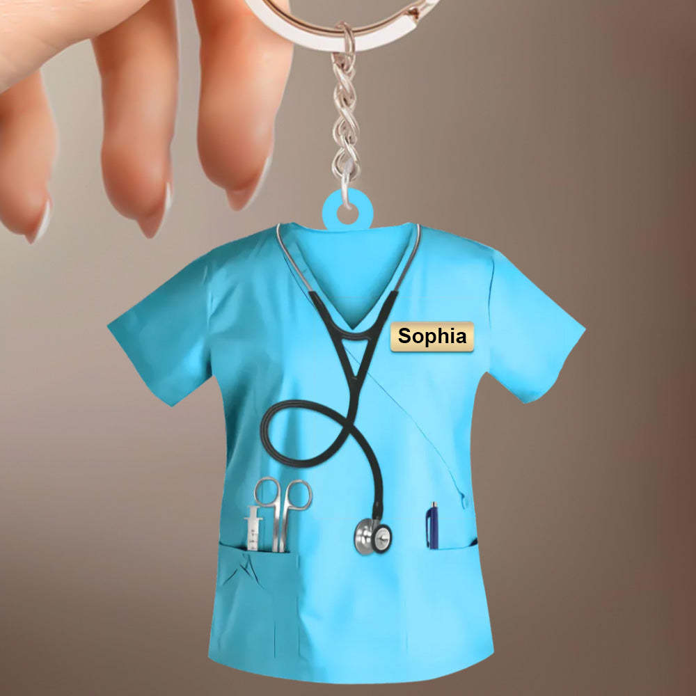 Custom Nurse Uniform Keychain Acrylic Keychain With Text Unique Gift For Nurse - photowatch