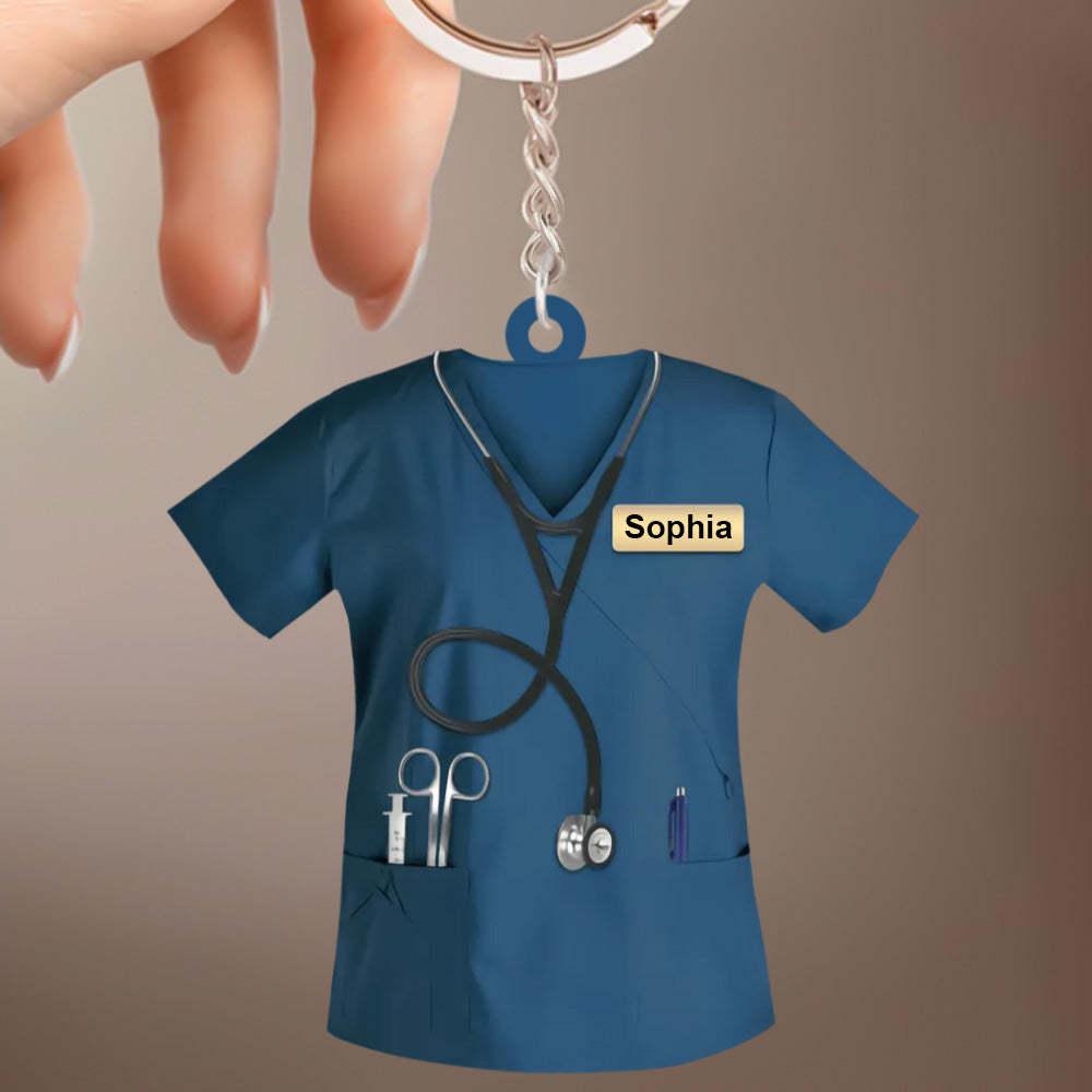 Custom Nurse Uniform Keychain Acrylic Keychain With Text Unique Gift For Nurse - photowatch