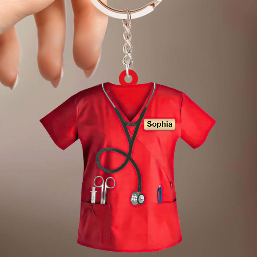Custom Nurse Uniform Keychain Acrylic Keychain With Text Unique Gift For Nurse - photowatch