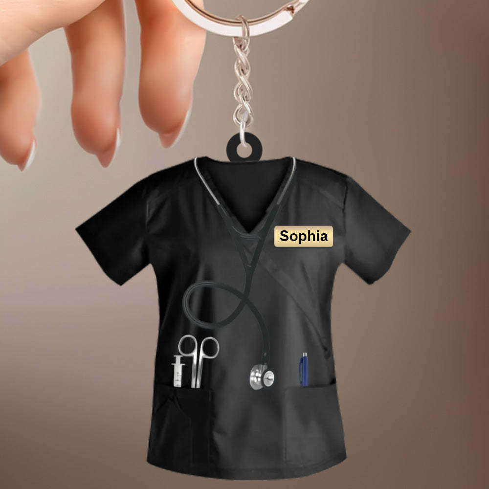 Custom Nurse Uniform Keychain Acrylic Keychain With Text Unique Gift For Nurse - photowatch