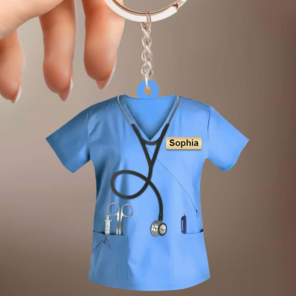 Custom Nurse Uniform Keychain Acrylic Keychain With Text Unique Gift For Nurse - photowatch