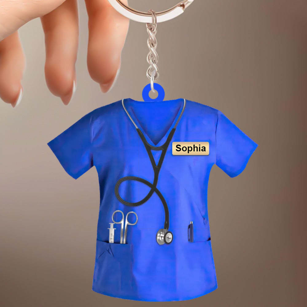 Custom Nurse Uniform Keychain Acrylic Keychain With Text Unique Gift For Nurse - photowatch