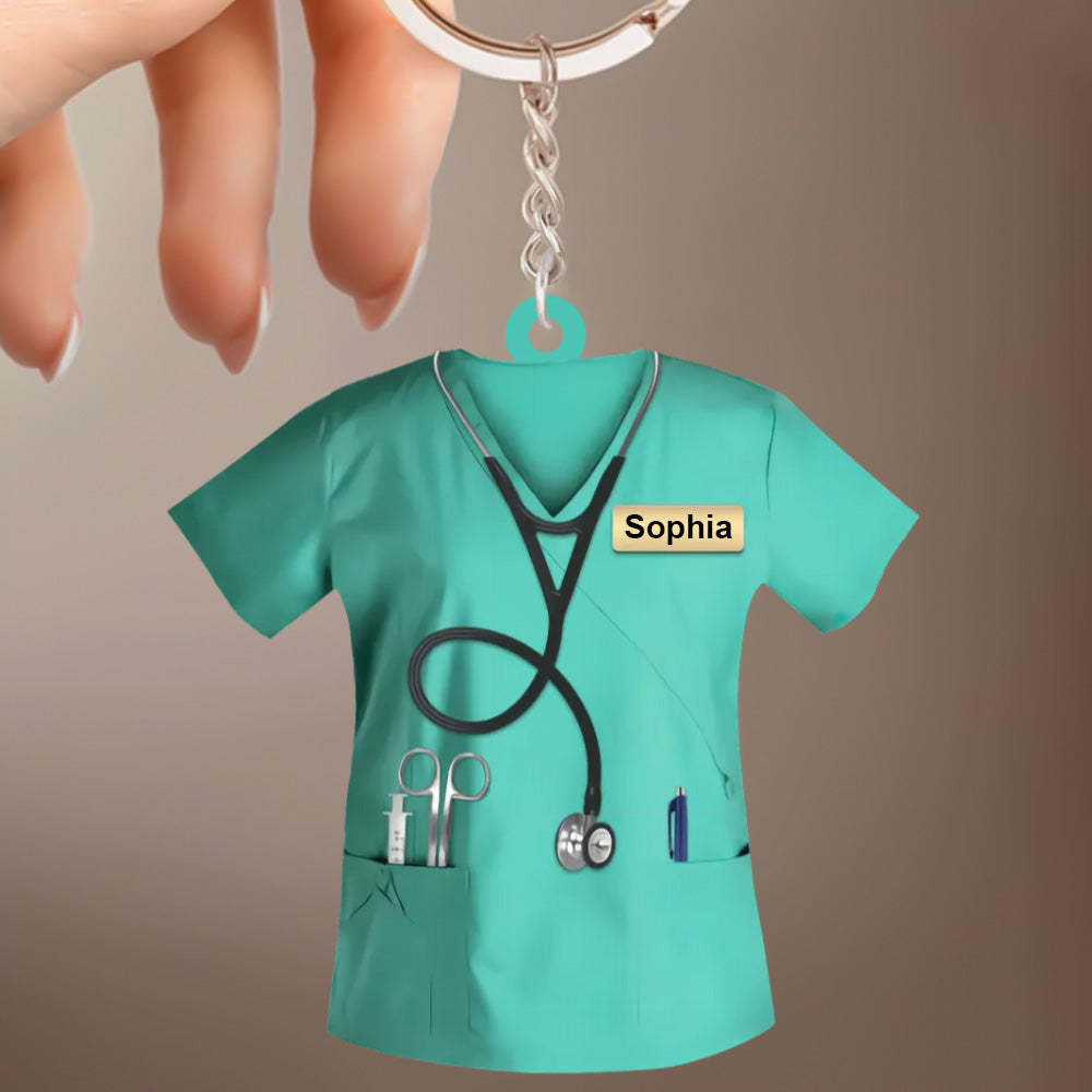 Custom Nurse Uniform Keychain Acrylic Keychain With Text Unique Gift For Nurse - photowatch